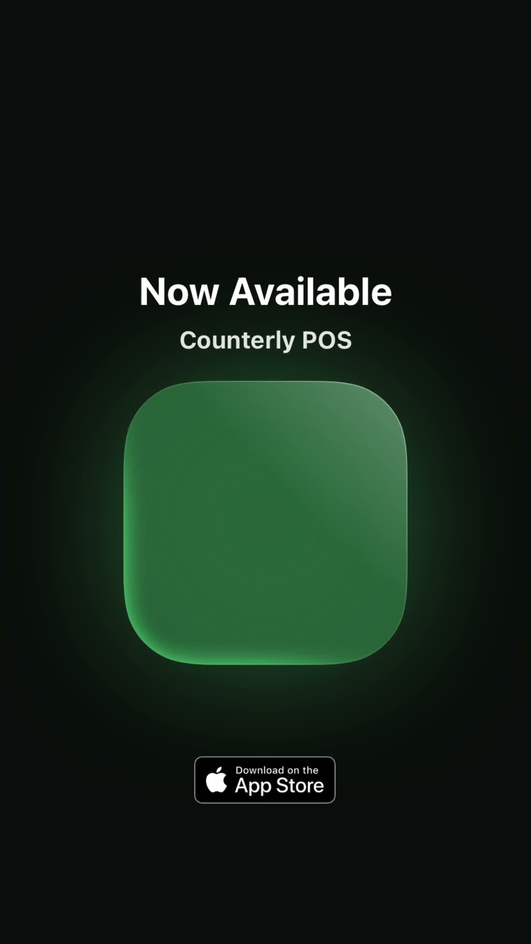 Counterly POS 2.0 iPad register with deep-green chrome and product tiles